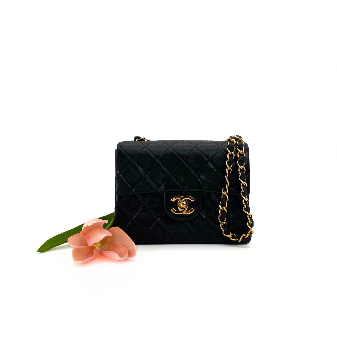 Genji, 2 Series Mini Square 17 Black Lambskin with seal and card
