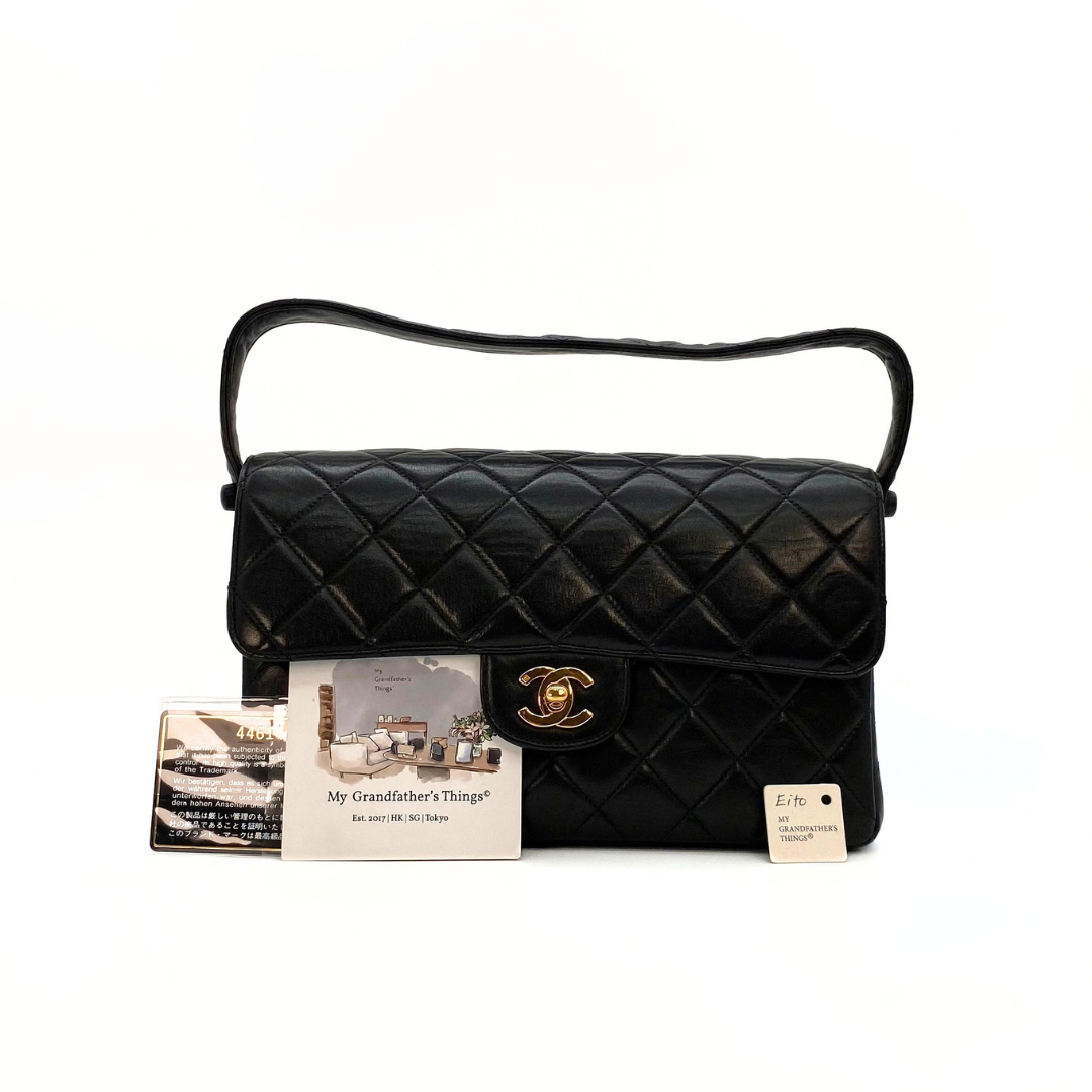 Eito, 4 Series Medium Single Flap Black Lambskin with seal and card