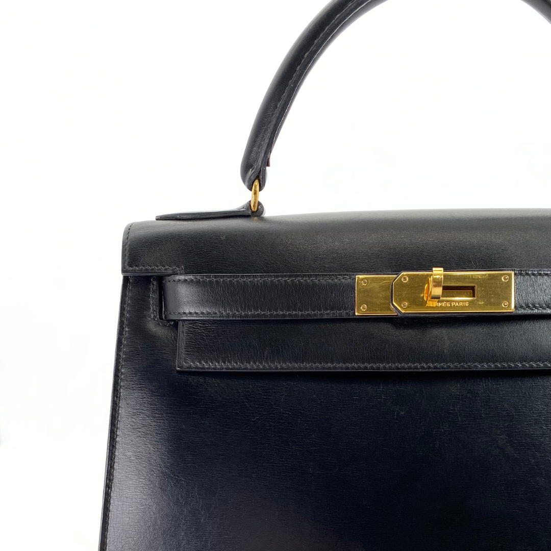 Riko, 1978 Kelly 28 Sellier Black Box Gold Hardware with stamp 〇H