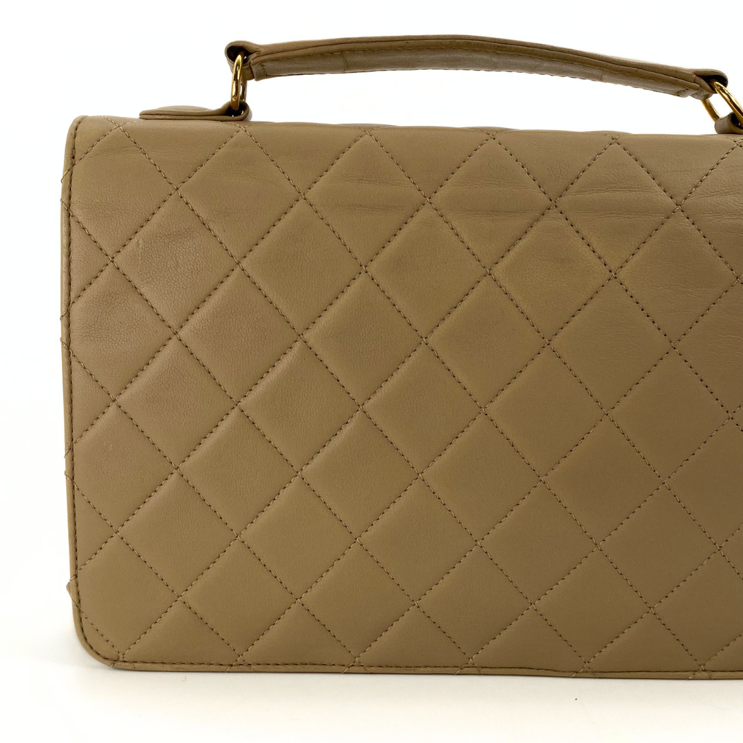 Yejun, 1 Series Double Turn Lock Beige Lambskin with seal and card