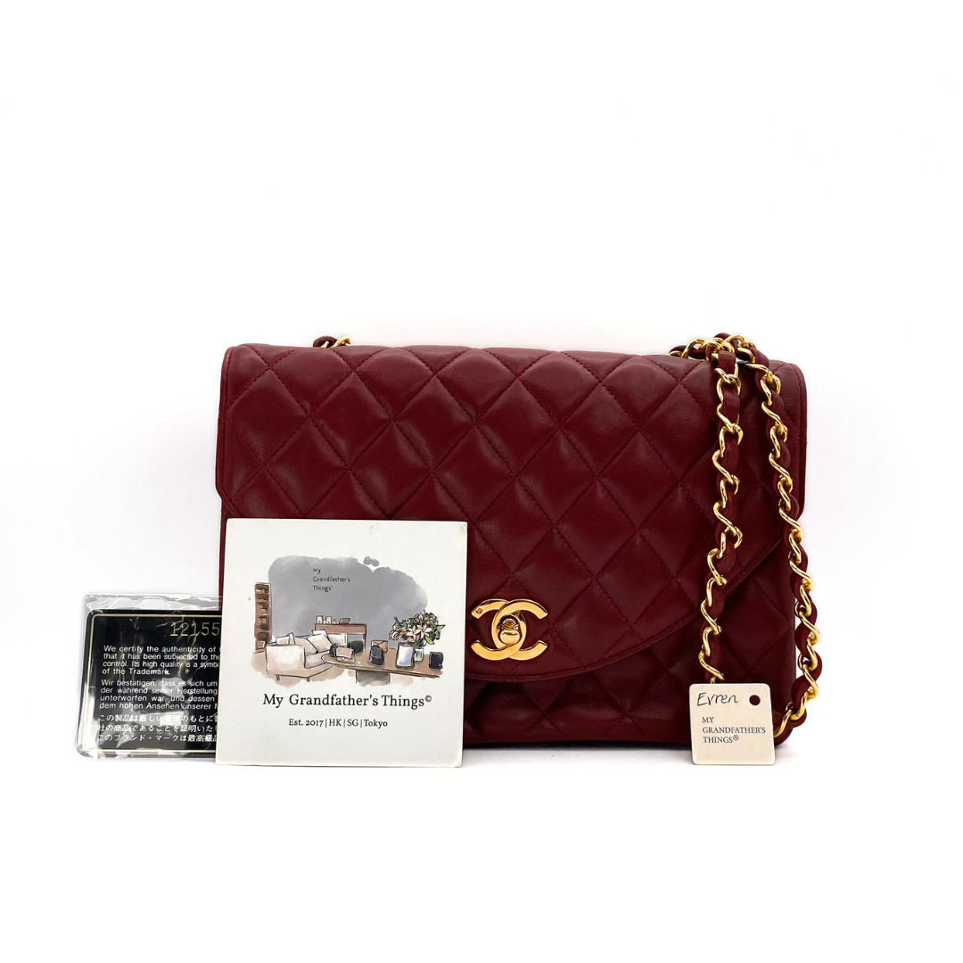 Evren, 1 Series Matelasse Bordeaux Lamb Gold Hardware with seal and card