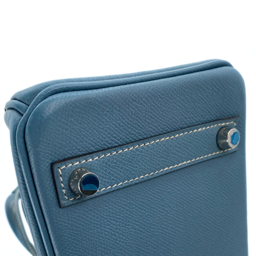 Romilly, 2006 Birkin 25 Blue Jean Veau Epsom Palladium Hardware with stamp □J