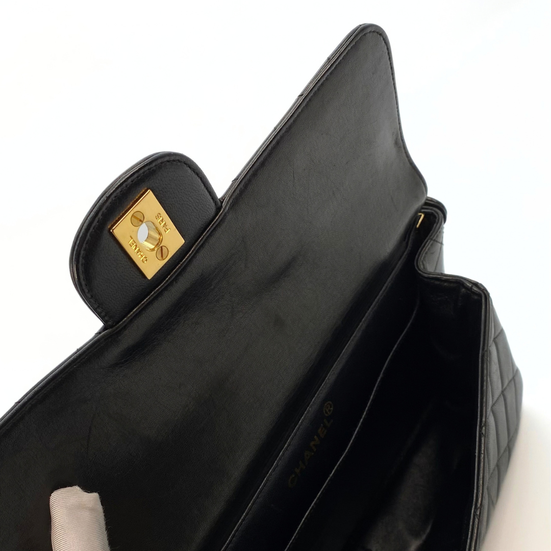 Eito, 4 Series Medium Single Flap Black Lambskin with seal and card