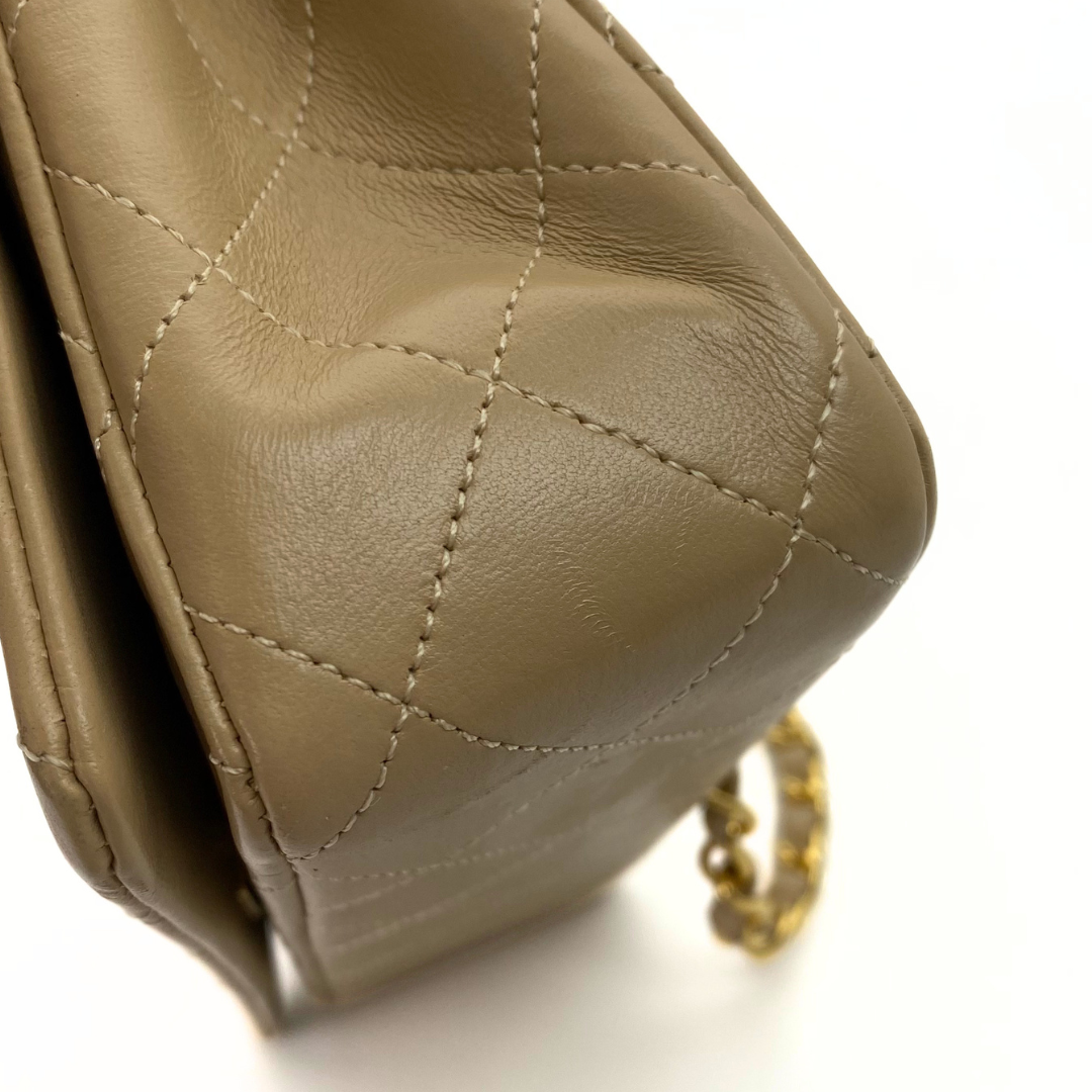 Misaki, 1 Series Mini Full Flap Beige Lambskin with seal and card