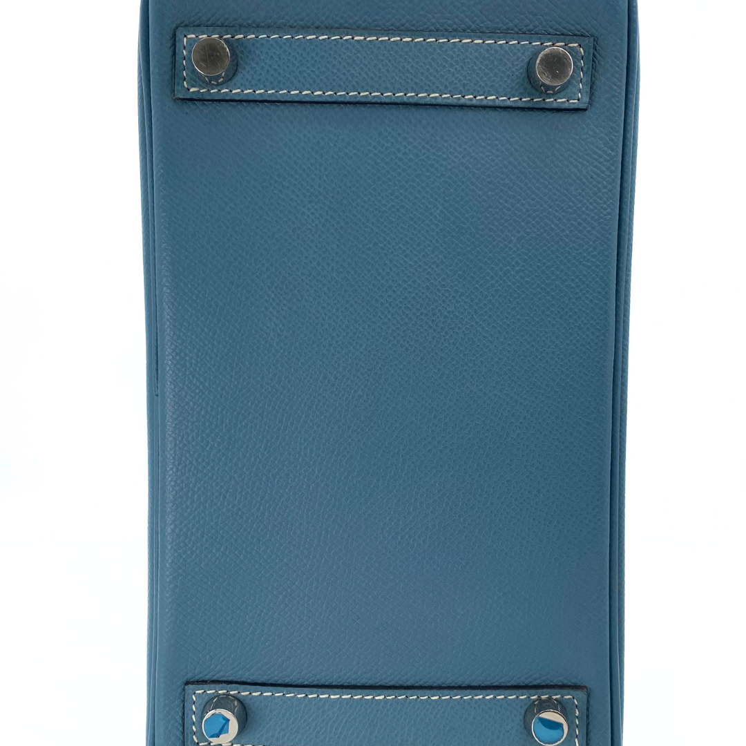 Romilly, 2006 Birkin 25 Blue Jean Veau Epsom Palladium Hardware with stamp □J