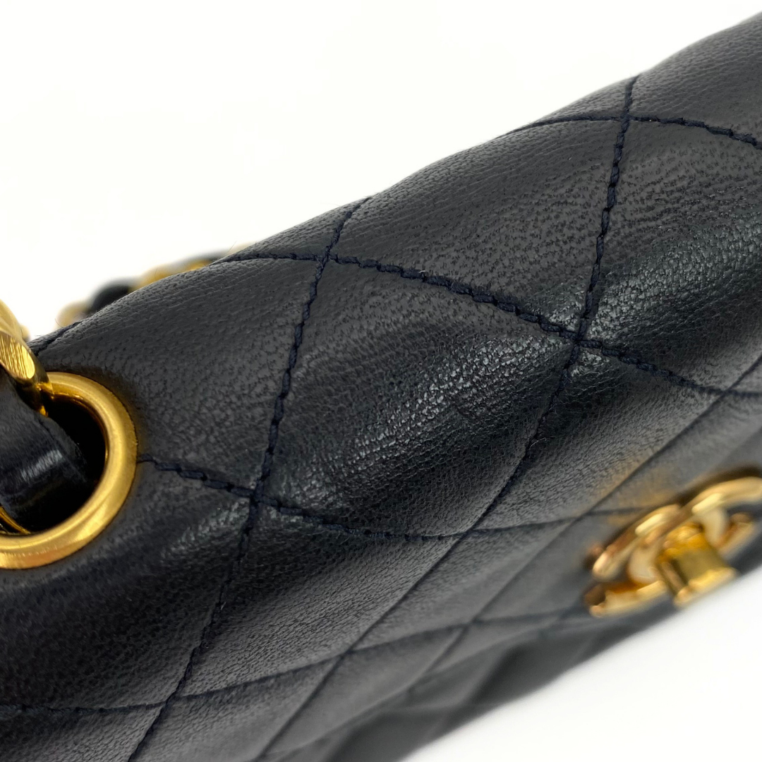 Wakana, 1 Series Matelasse Mini Black Lambskinw with seal and card