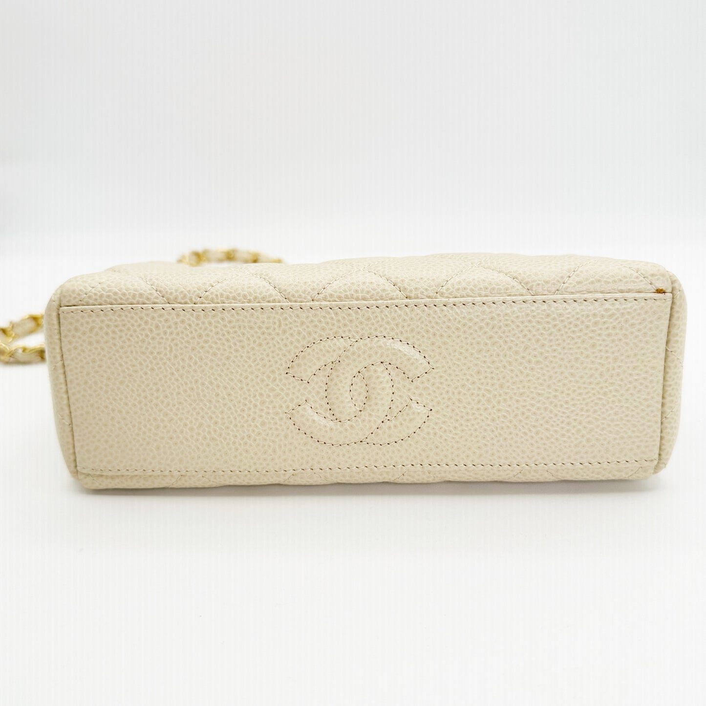 Juan, Vintage Authentic Chanel 3 series matelasse chain beige caviar with seal