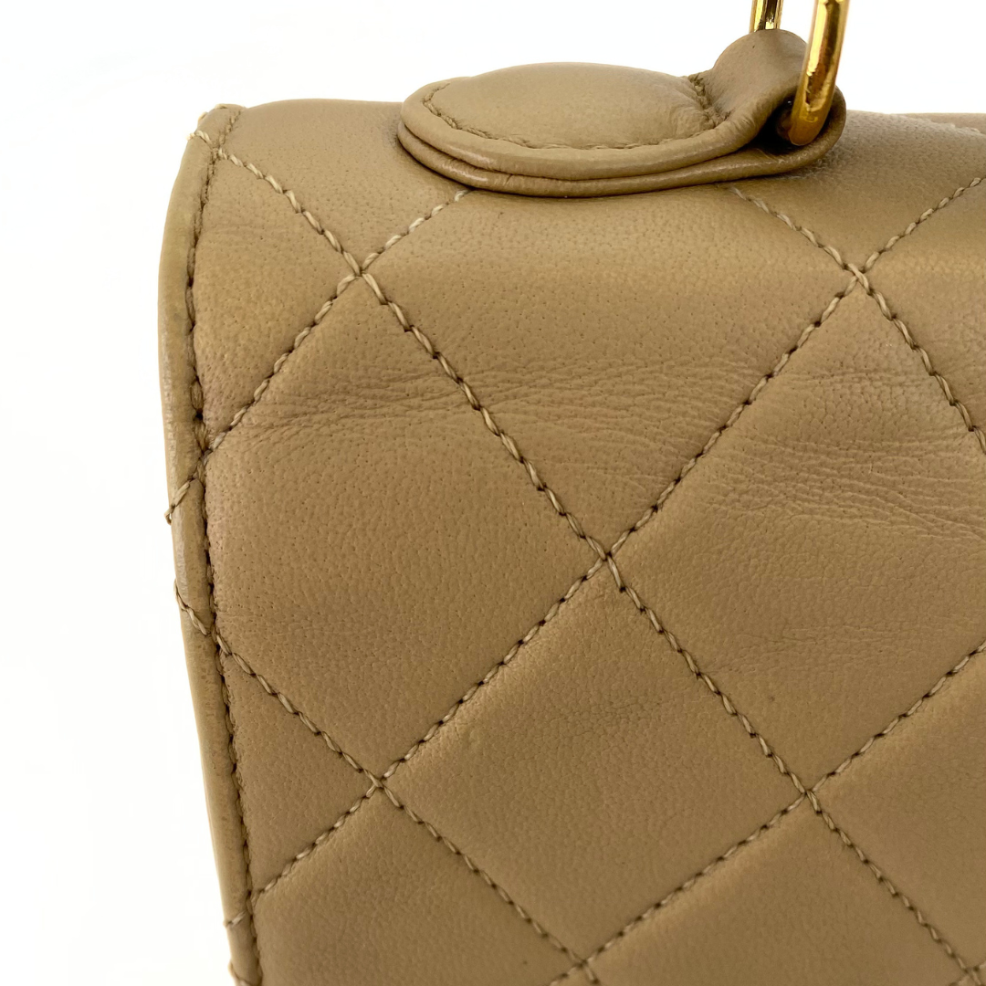 Yejun, 1 Series Double Turn Lock Beige Lambskin with seal and card