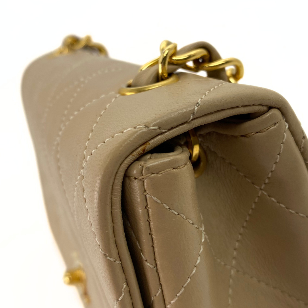 Misaki, 1 Series Mini Full Flap Beige Lambskin with seal and card