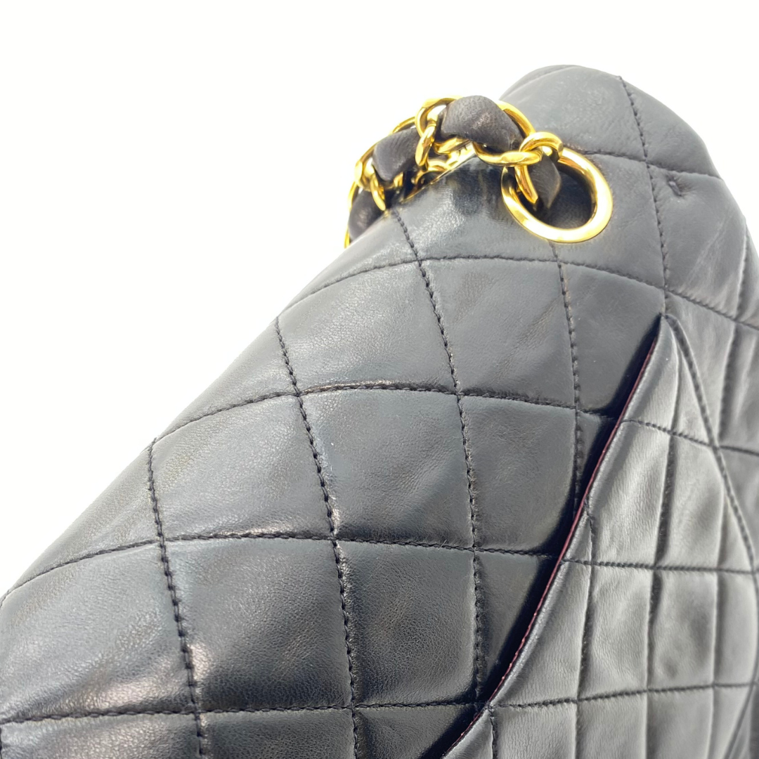 Adara, 3 Series Small Classic Flap Black Lambskin with seal and card