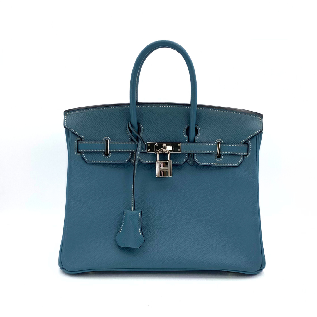 Romilly, 2006 Birkin 25 Blue Jean Veau Epsom Palladium Hardware with stamp □J
