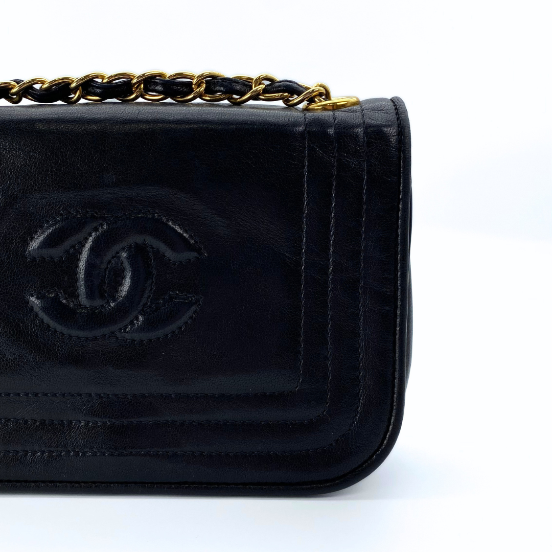 Rodion, 0 Series Black Lambskin Wallet On Chain with seal and card