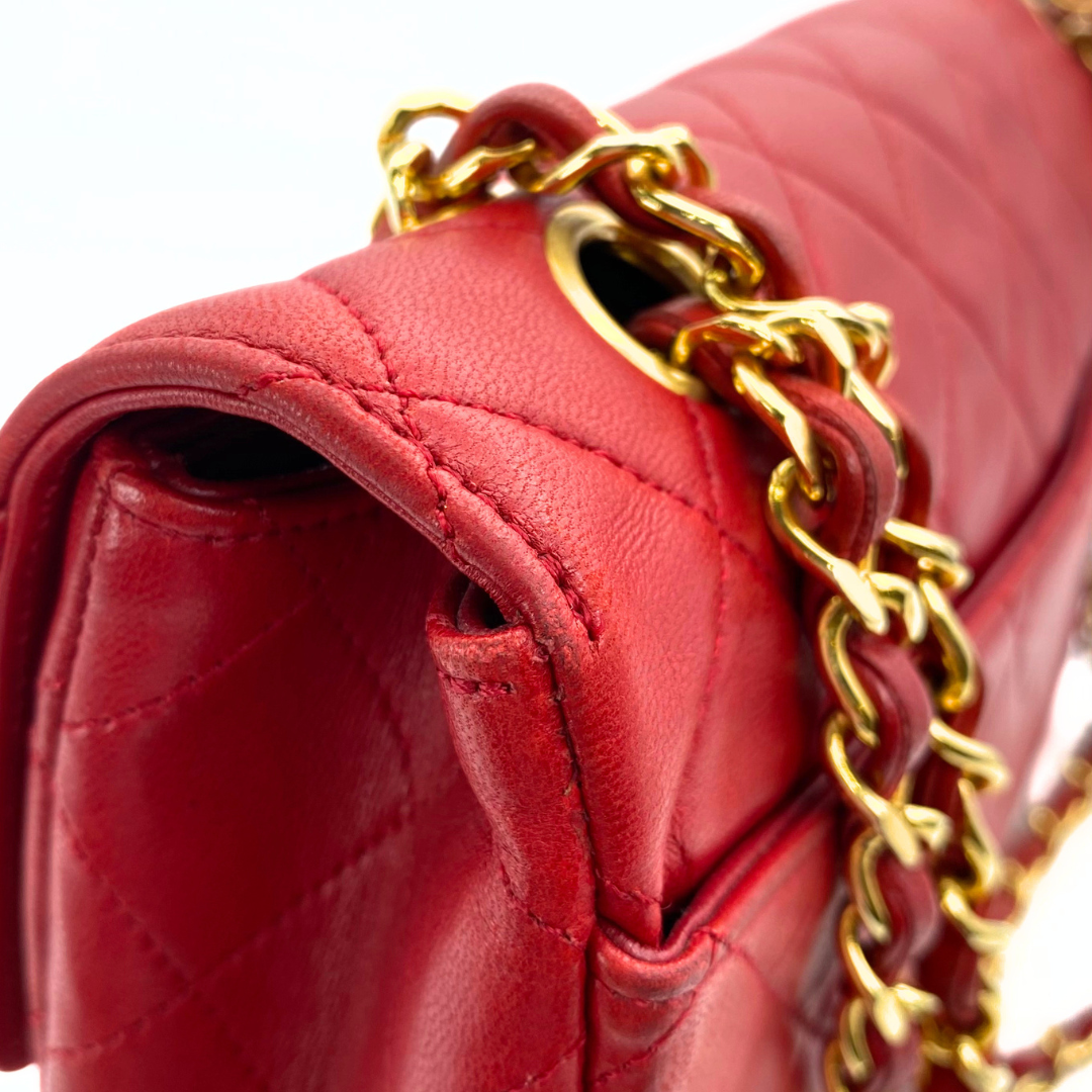 Hiroki, 1 Series Red Lambskin Horizon Flap Gold Hardware with seal only