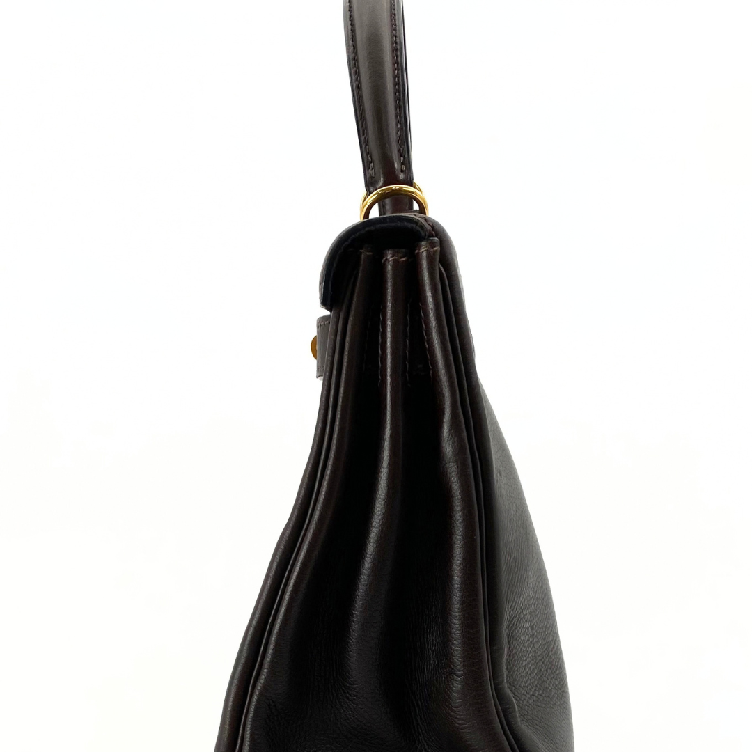 Renji, 2001 Kelly 28 Retourne Chocolate Veau Gulliver Gold Hardware with stamp □E