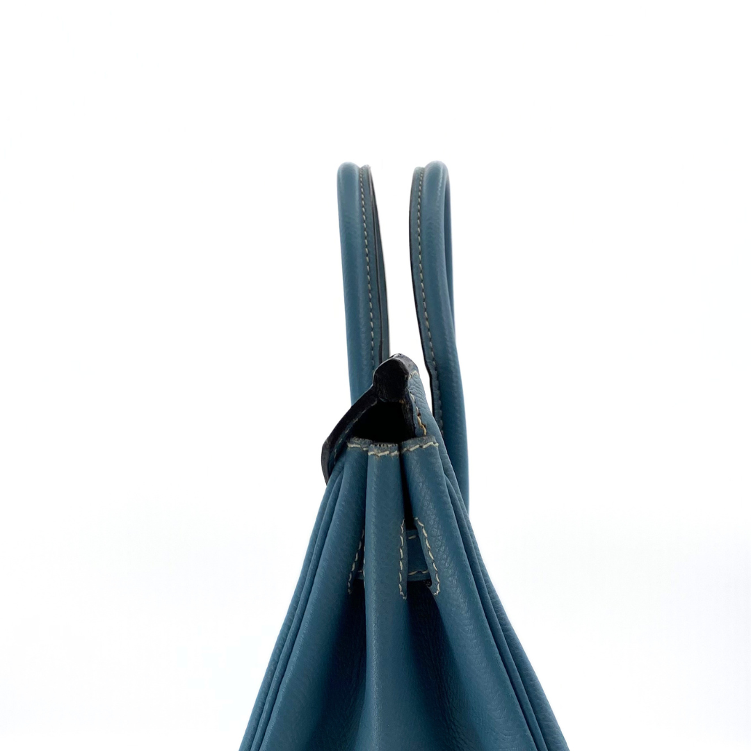 Romilly, 2006 Birkin 25 Blue Jean Veau Epsom Palladium Hardware with stamp □J