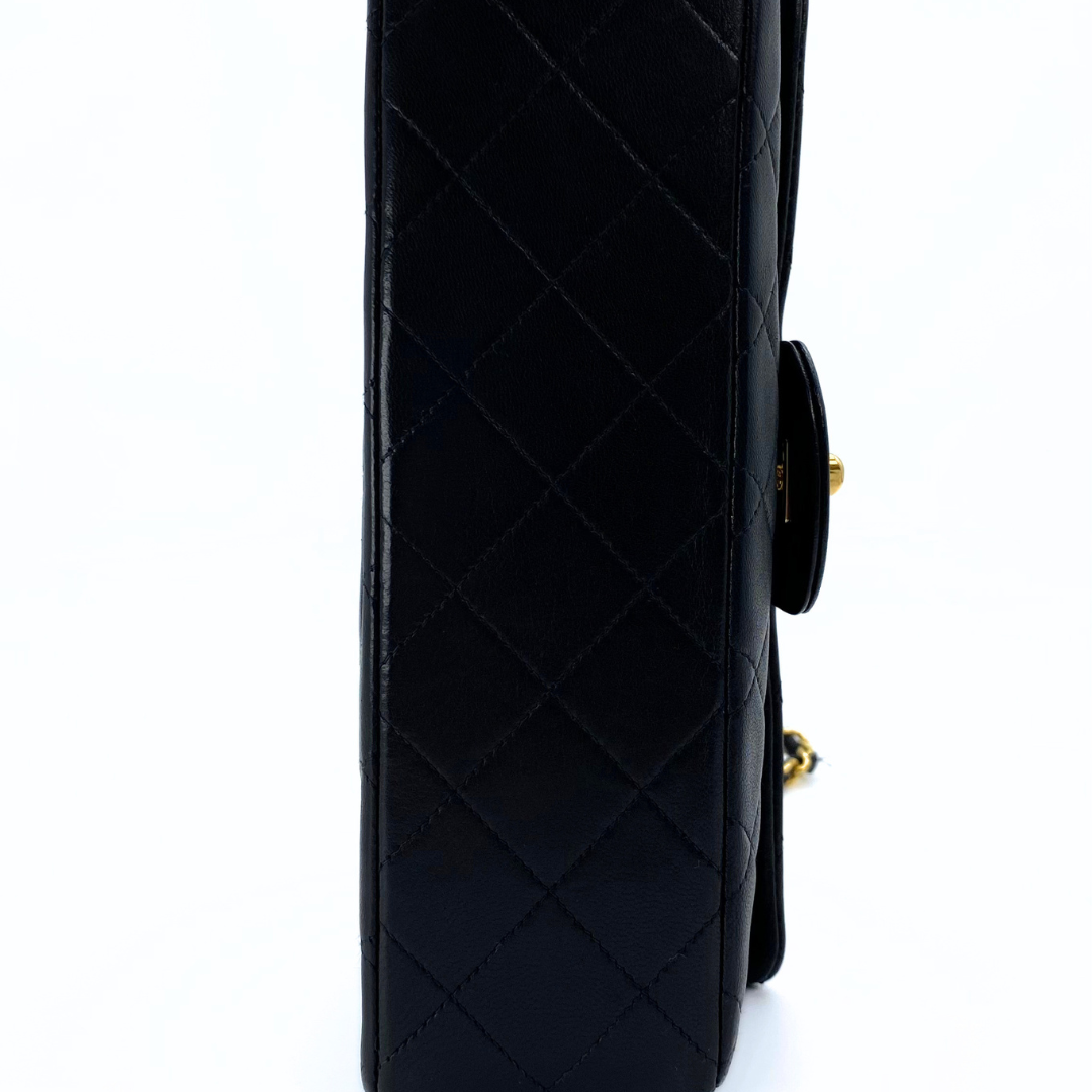 Gleb, 2 Series Small Classic Flap Black Lambskin with seal and card