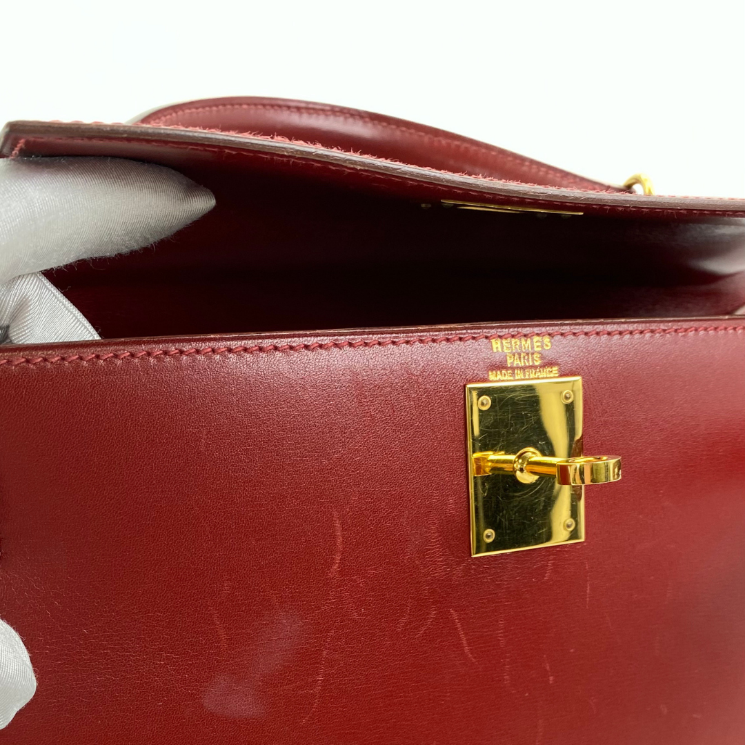 Renzo, 1992 Kelly 28 Sellier Rouge H Boxcalf with stamp 〇V