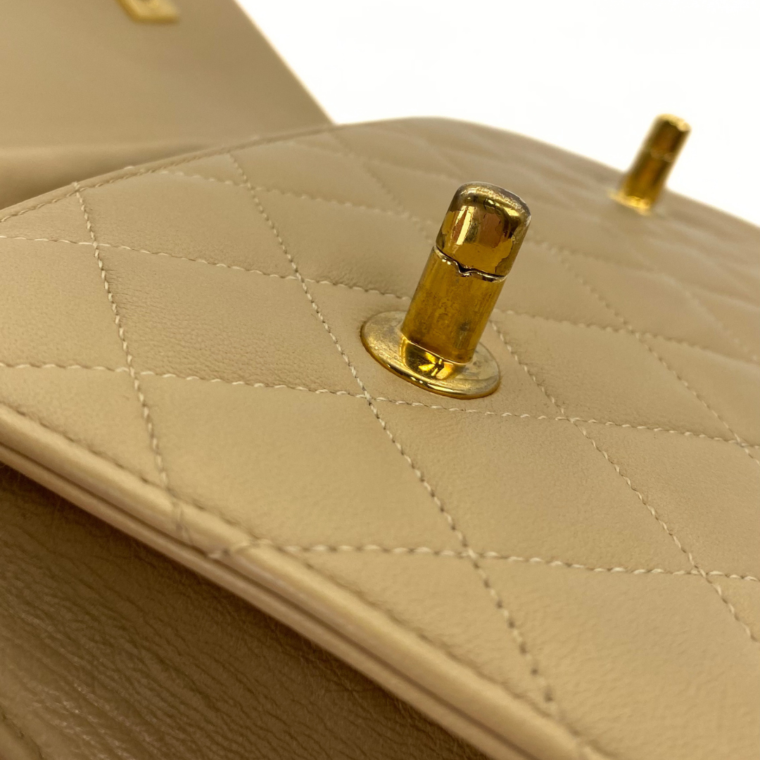 Yejun, 1 Series Double Turn Lock Beige Lambskin with seal and card