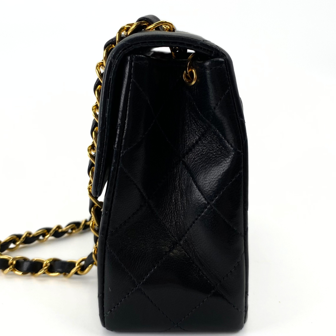 Genji, 2 Series Mini Square 17 Black Lambskin with seal and card