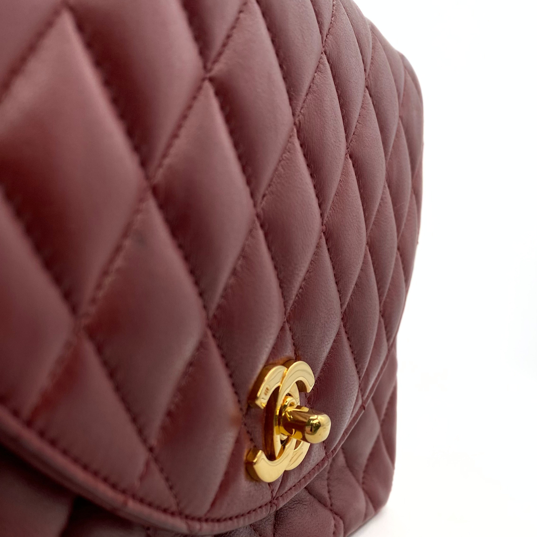 Evren, 1 Series Matelasse Bordeaux Lamb Gold Hardware with seal and card