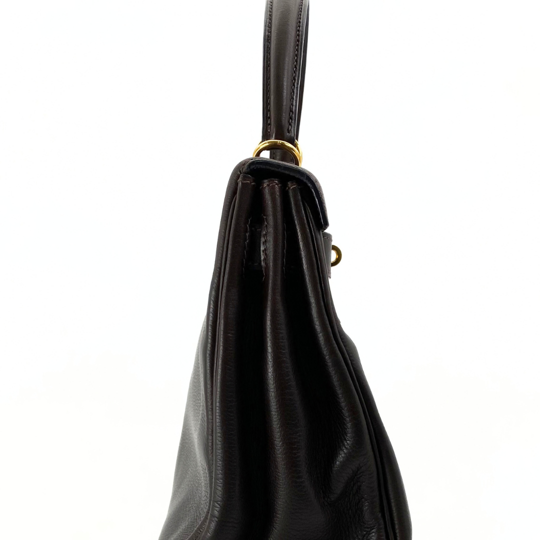 Renji, 2001 Kelly 28 Retourne Chocolate Veau Gulliver Gold Hardware with stamp □E