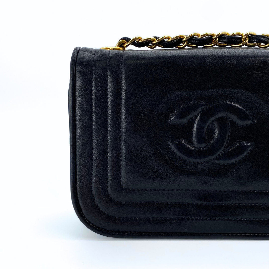 Rodion, 0 Series Black Lambskin Wallet On Chain with seal and card