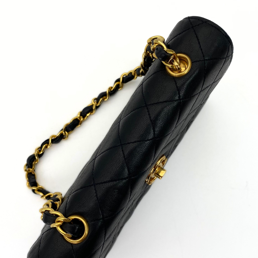 Wakana, 1 Series Matelasse Mini Black Lambskinw with seal and card