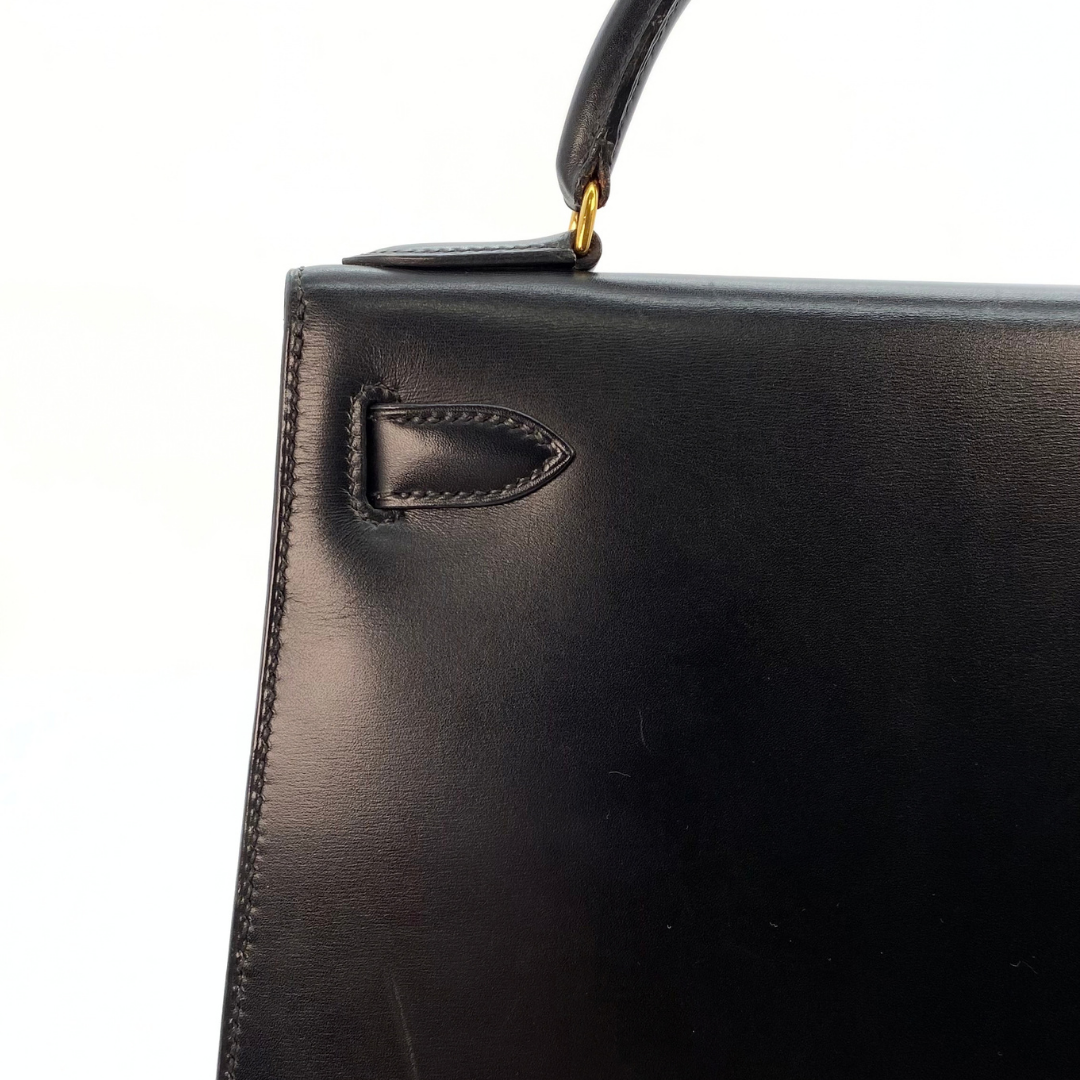 Chisato, 1991 Kelly 28 Sellier Black Boxcalf with stamp 〇U