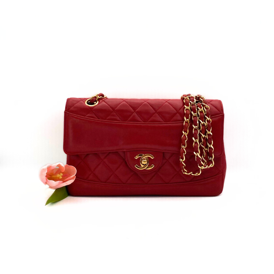 Hiroki, 1 Series Red Lambskin Horizon Flap Gold Hardware with seal only