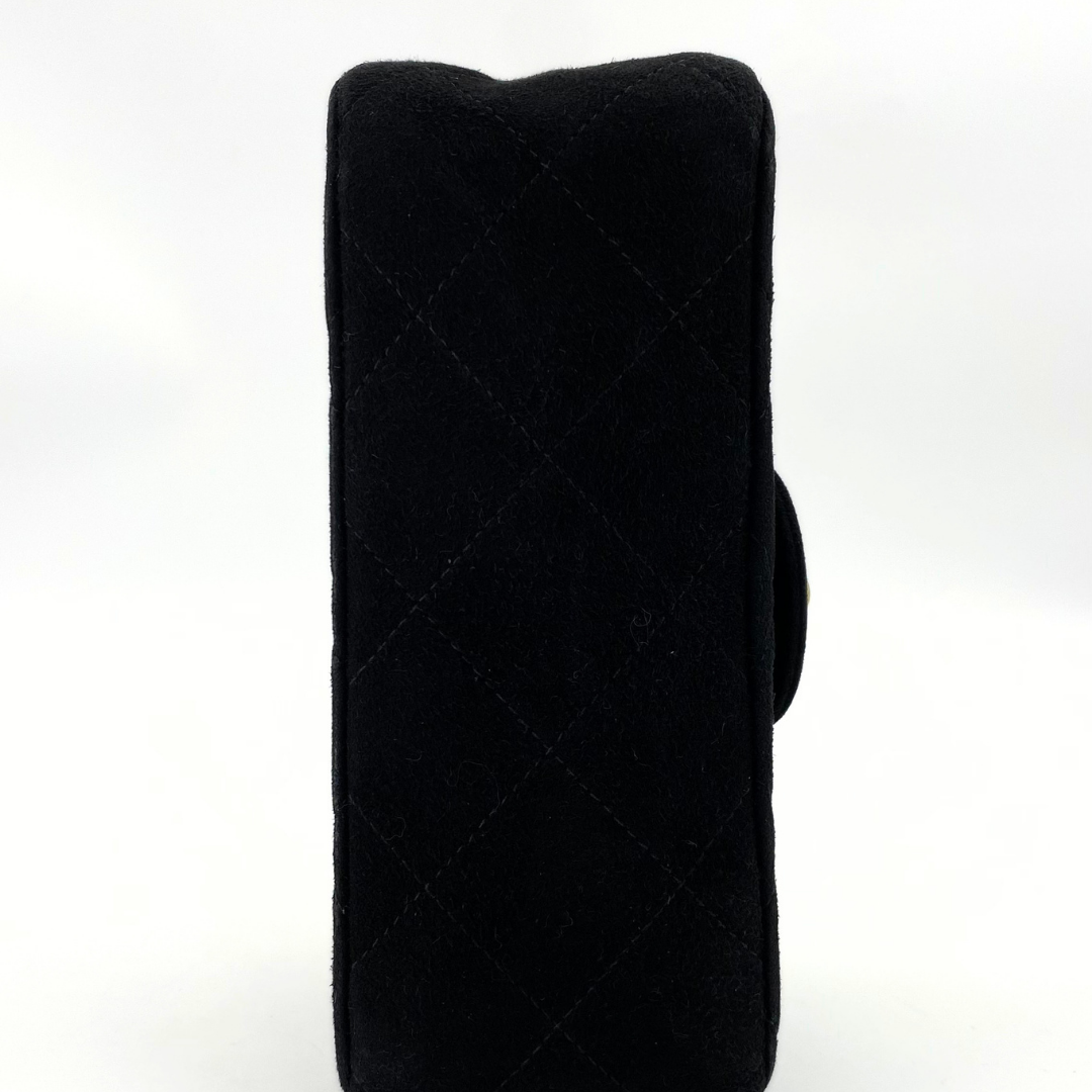 Yukina, 7 Series Mini Matelasse Black Suede Gold Hardware with seal only