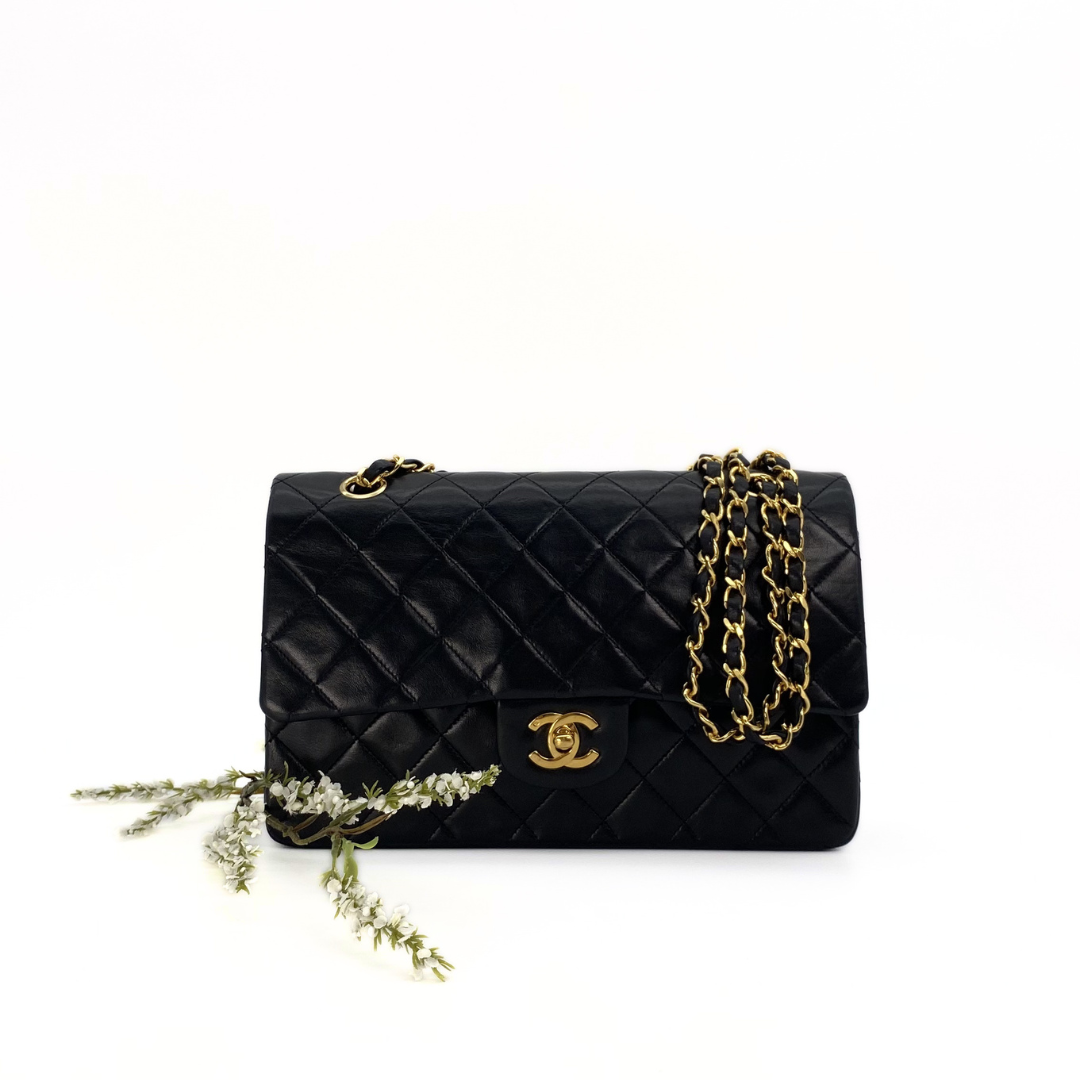 Bodhi, 0 Series Medium Classic Flap Black Lambskin with seal and card