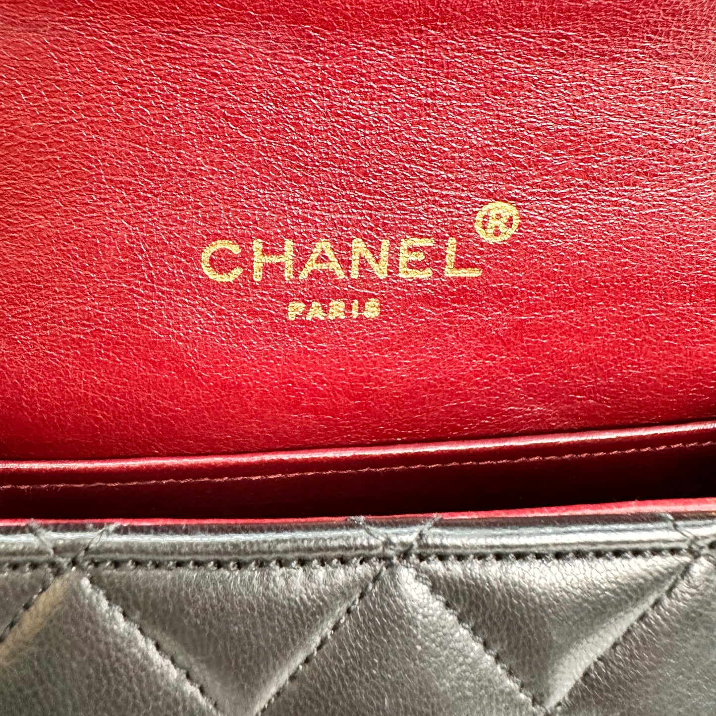 Chinatsu, Vintage Authentic Chanel 1 series mini matelasse black lambskin with seal and card