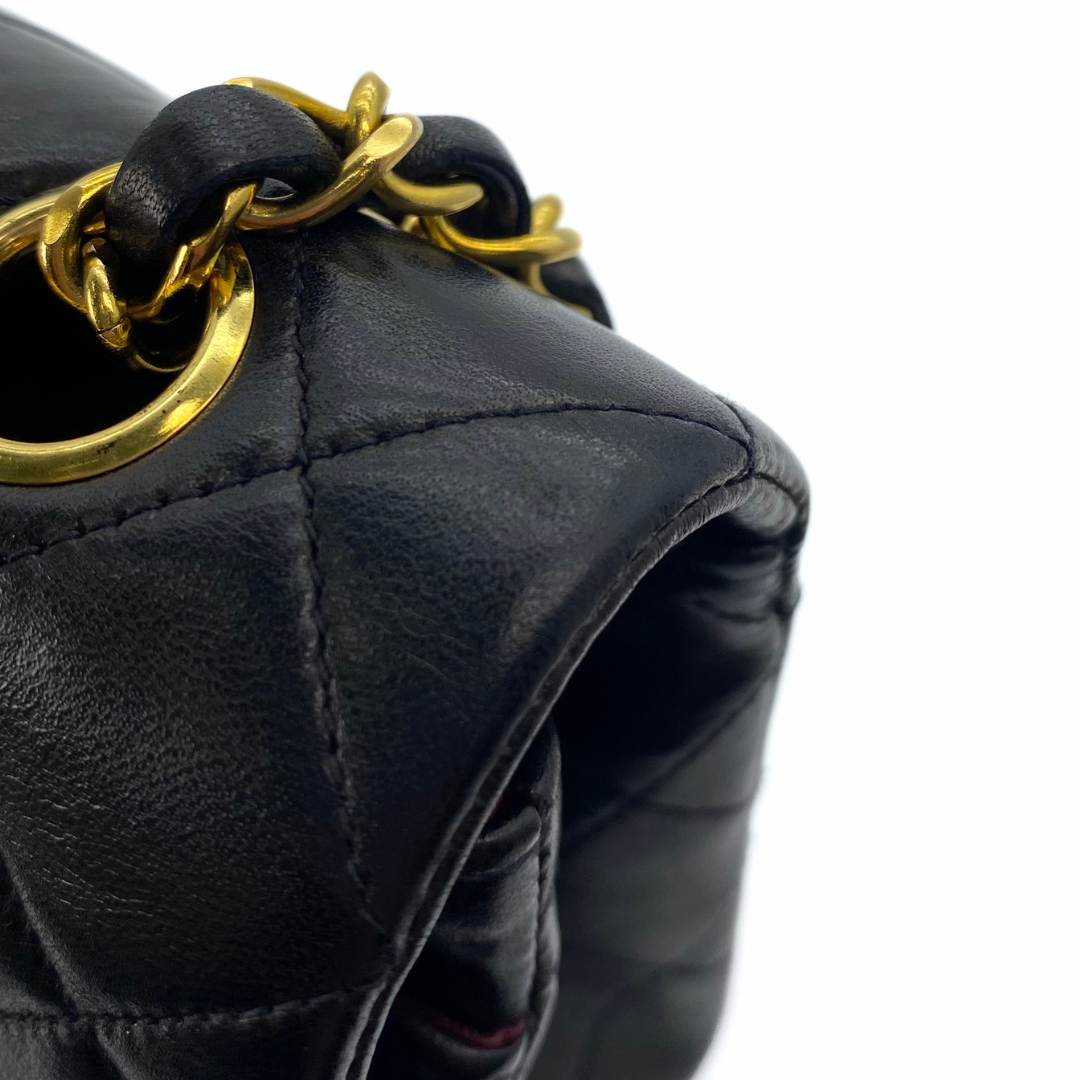 Adara, 3 Series Small Classic Flap Black Lambskin with seal and card