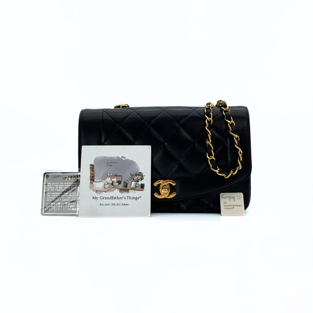 Sergey, 2 Series Small Diana Black Lambskin with seal and card