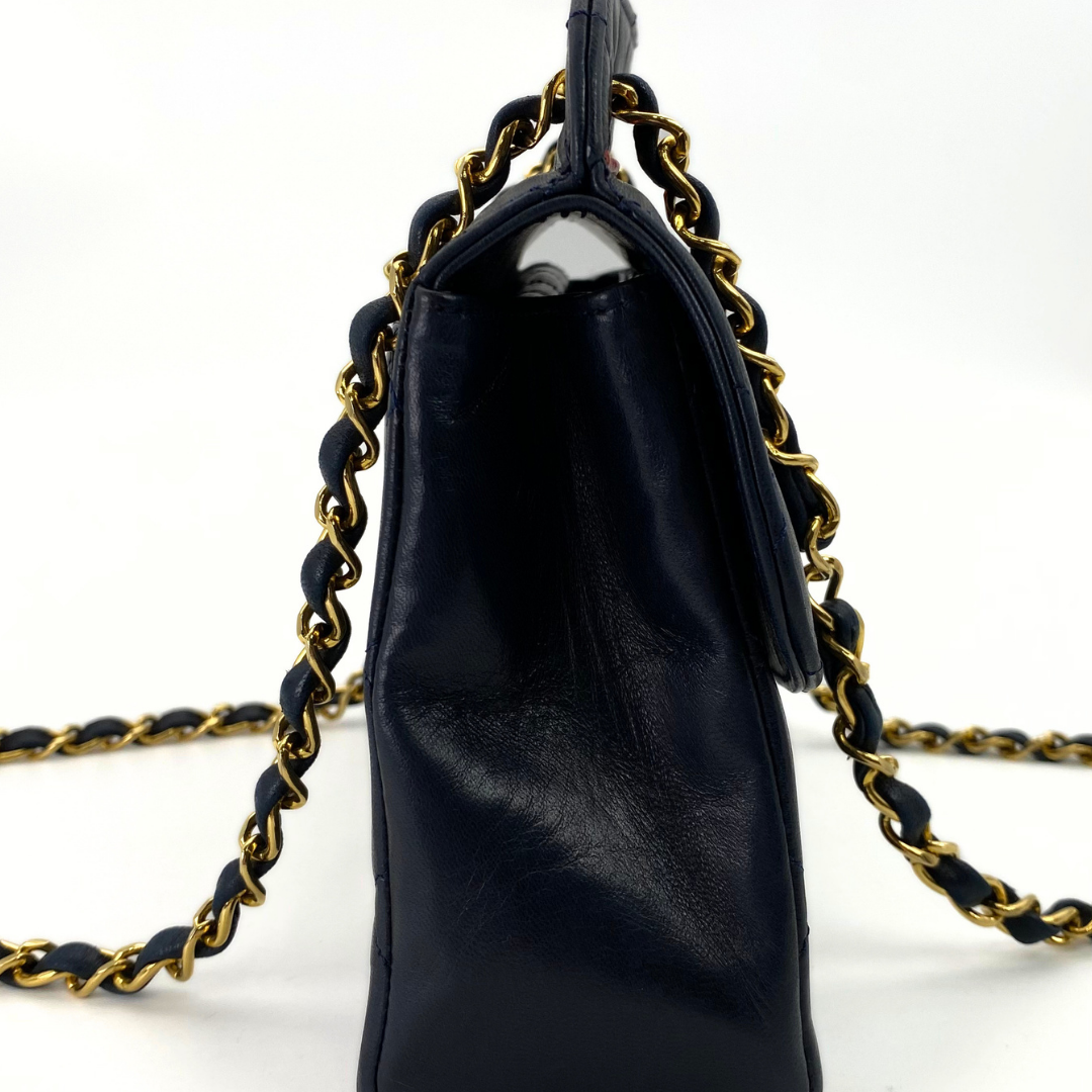 Taiga, 1 Series Navy Lambskin Tote with seal only