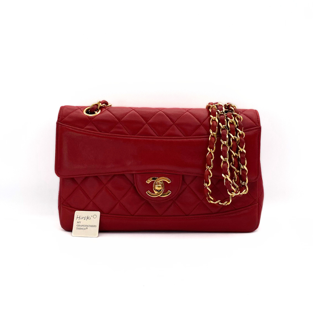 Hiroki, 1 Series Red Lambskin Horizon Flap Gold Hardware with seal only