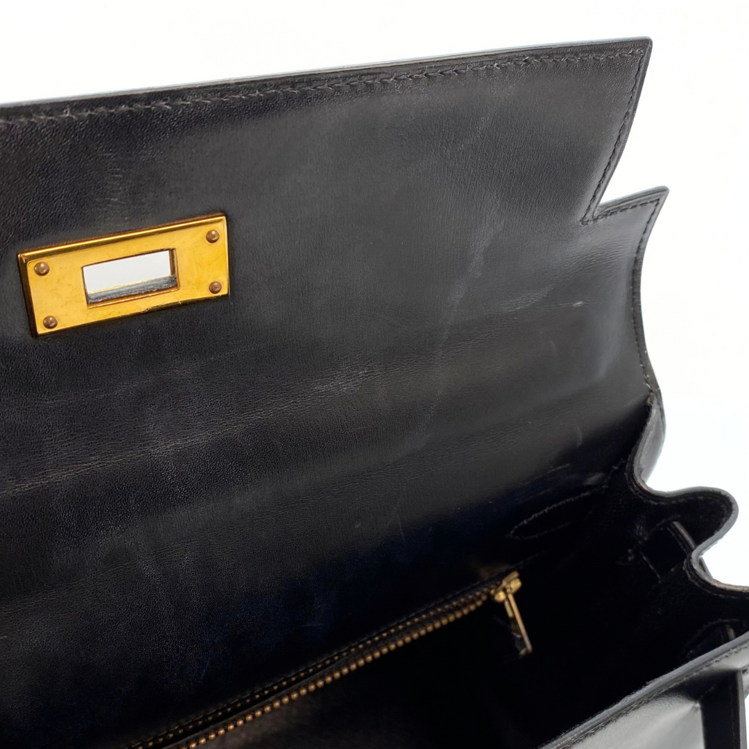 Chisato, 1991 Kelly 28 Sellier Black Boxcalf with stamp 〇U