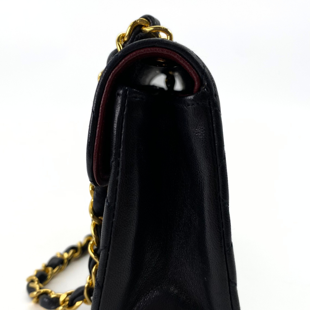 Wakana, 1 Series Matelasse Mini Black Lambskinw with seal and card