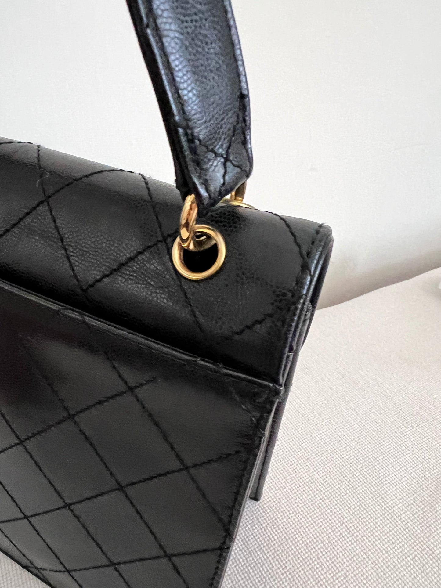 Akira, Vintage Authentic Chanel 5 series black caviar wild stitch hobo bag with seal and card