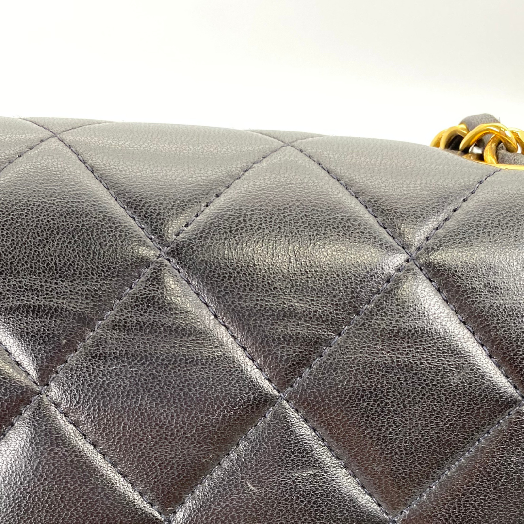 Shiori, 3 Series Medium Diana Black Lambskin with seal and card