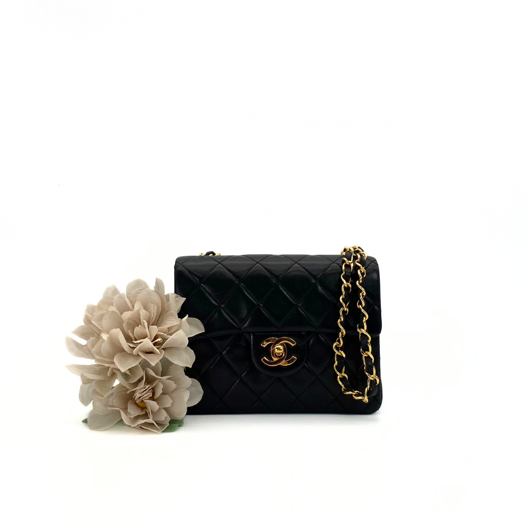Tsubaki, 1 Series Mini Square 17cm Black Lambskin with seal and card