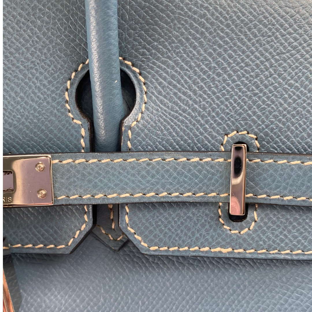 Romilly, 2006 Birkin 25 Blue Jean Veau Epsom Palladium Hardware with stamp □J