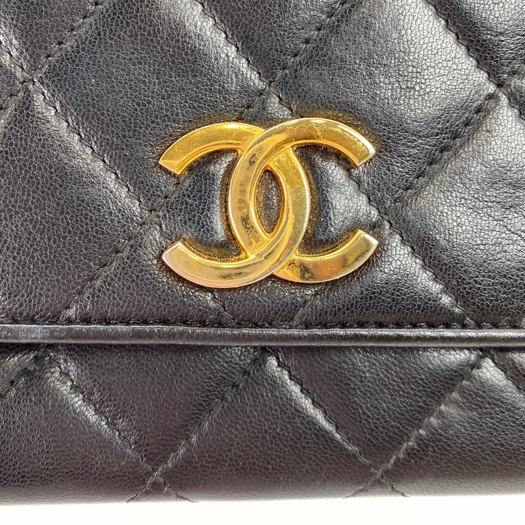 Ritsu, 1 Series Matelasse Black Lambskin with seal and card