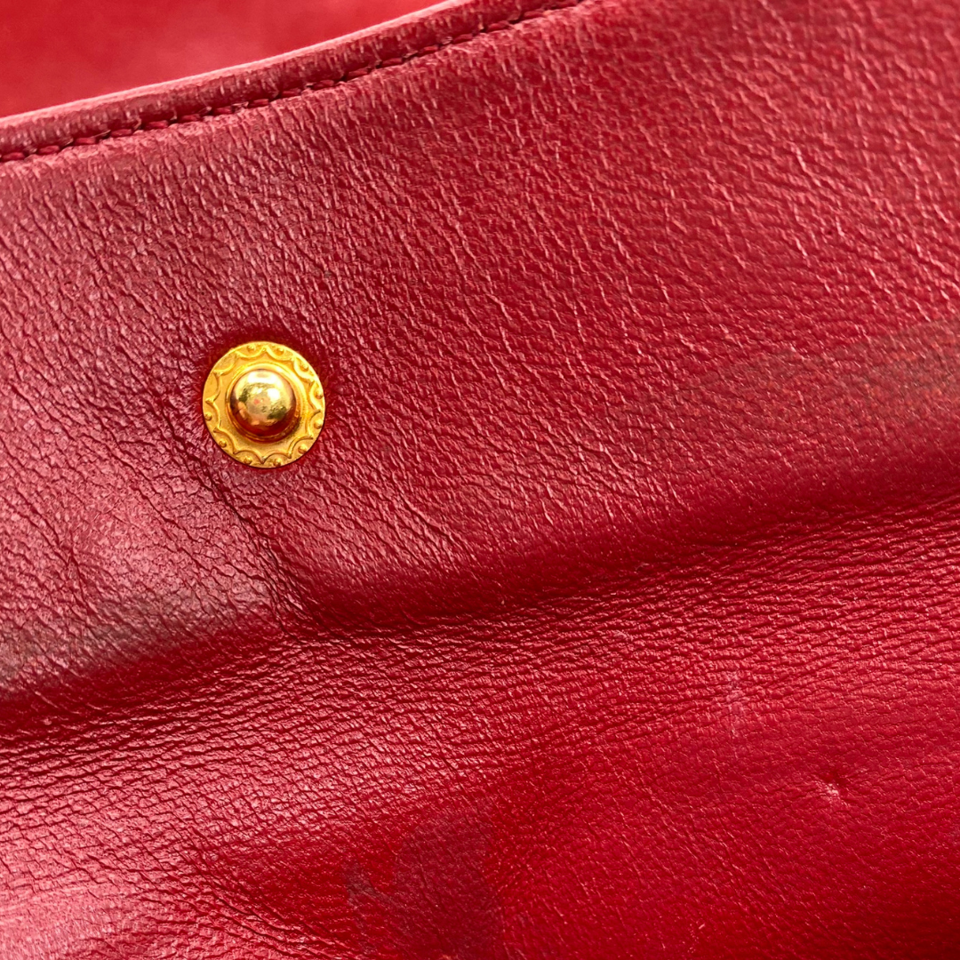 Hiroki, 1 Series Red Lambskin Horizon Flap Gold Hardware with seal only