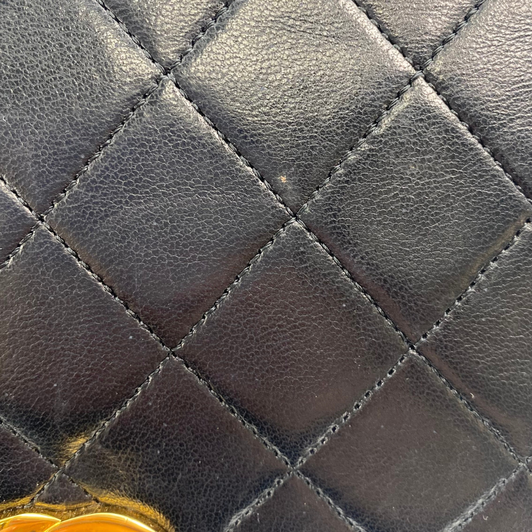 Evadne, 1 Series Small Full Flap Black Lambskin with seal and card