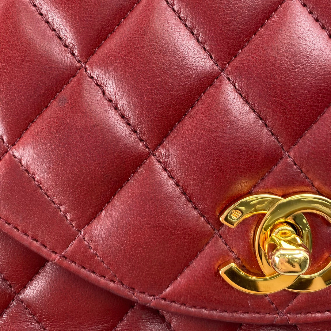 Evren, 1 Series Matelasse Bordeaux Lamb Gold Hardware with seal and card