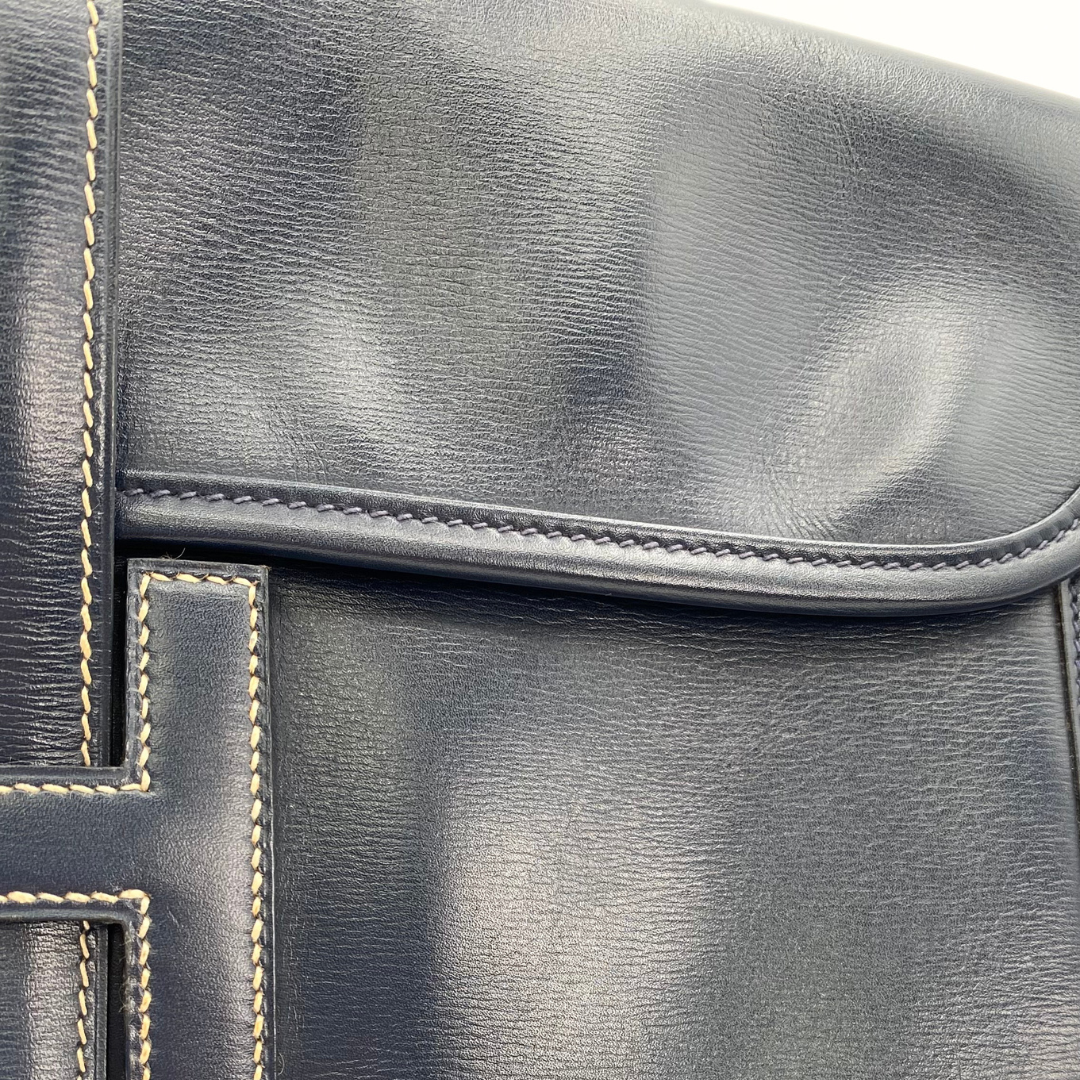 Adriel, 1978 Jige PM Blue Indigo Boxcalf Clutch with stamp 〇H