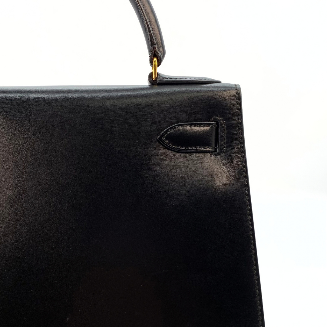Chisato, 1991 Kelly 28 Sellier Black Boxcalf with stamp 〇U