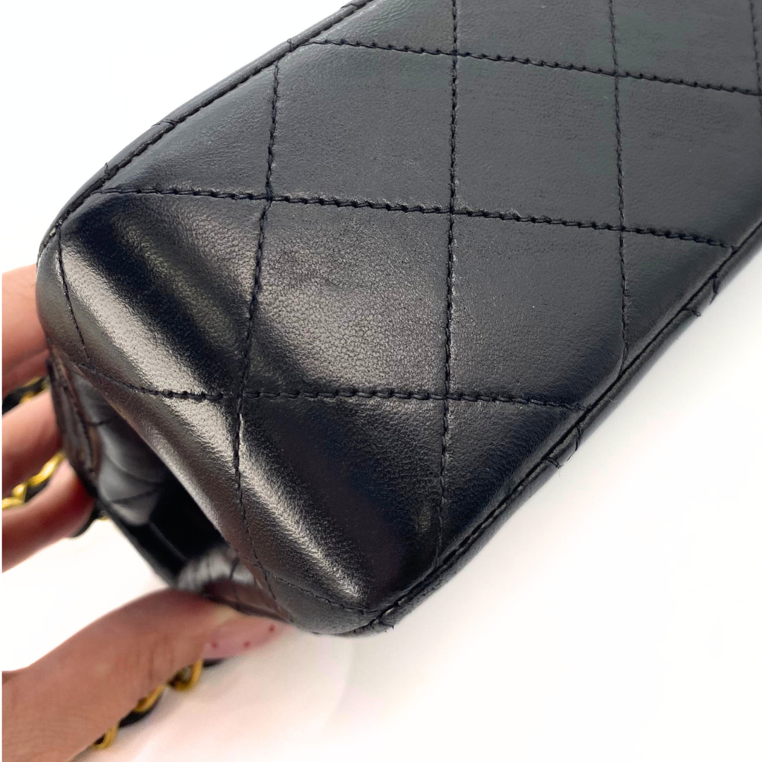 Adara, 3 Series Small Classic Flap Black Lambskin with seal and card