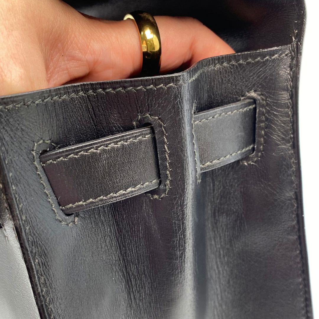 Chisato, 1991 Kelly 28 Sellier Black Boxcalf with stamp 〇U